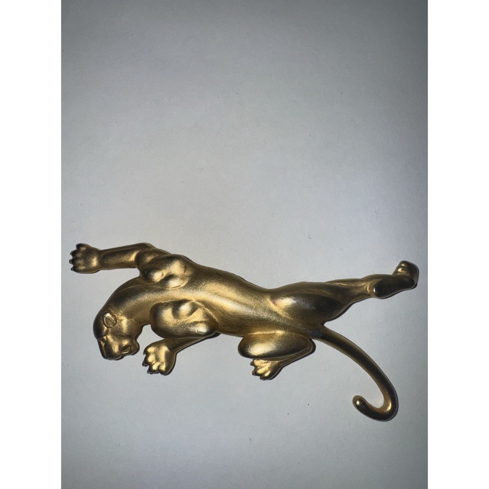 VTG JJ 1986 Panther Brooch 4" Gold Tone Jaguar Big Cat Statement Pin